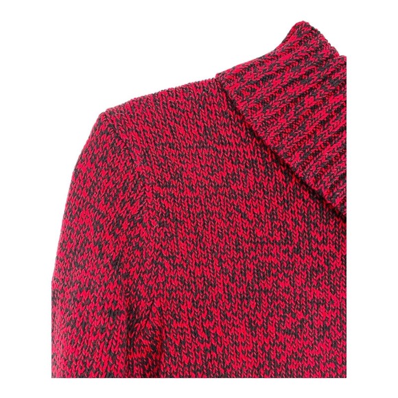 NWT Chaps Luxury Red Black Marled Fold Down Thick Knit Art-to-Wear Sweater Sz 2X - Picture 5 of 10